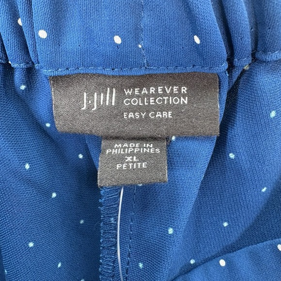 NWT J Jill Wearever Women's Sz XLp Dark Teal/Swiss‎ Dot Wide Leg Cropped Pants - Picture 8 of 10